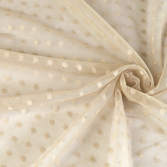 Тканина сітка Горошок беж, фото 2