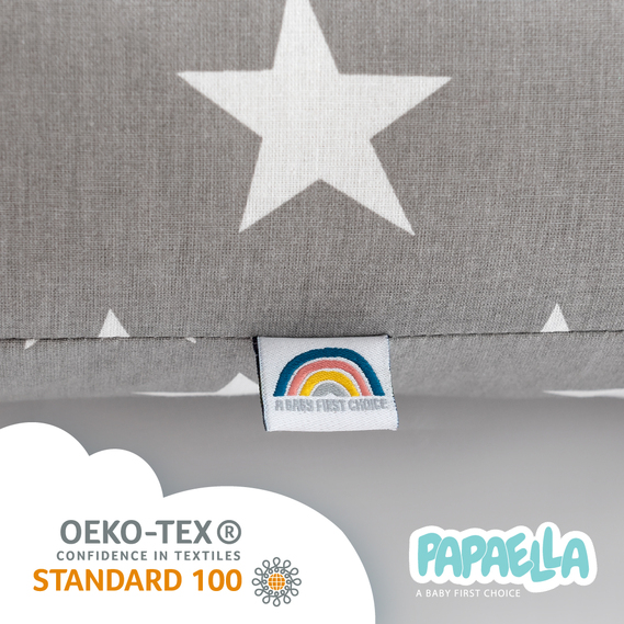 Бортик валики 2 шт захисні у дитяче ліжечко ТM PAPAELLA 60х15 см, 120х15 см бавовна зірка/горошок сірий, фото 10