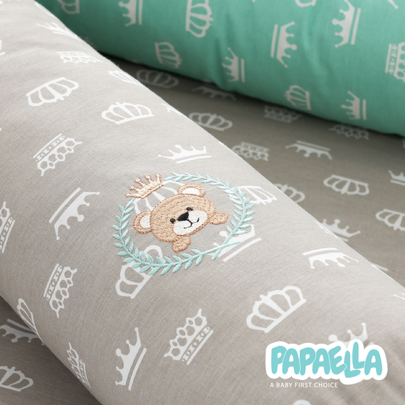 Бортик валики 2 шт захисні у дитяче ліжечко ТM PAPAELLA 60х15 см, 120х15 см бавовна корона м`ята/корона беж, фото 10 Бортик валики 2 шт захисні у дитяче ліжечко ТM PAPAELLA 60х15 см, 120х15 см бавовна корона м`ята/корона беж, фото 10