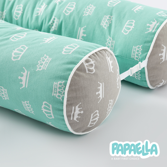 Бортик валики 2 шт захисні у дитяче ліжечко ТM PAPAELLA 60х15 см, 120х15 см бавовна корона м`ята/корона беж, фото 13 Бортик валики 2 шт захисні у дитяче ліжечко ТM PAPAELLA 60х15 см, 120х15 см бавовна корона м`ята/корона беж, фото 13