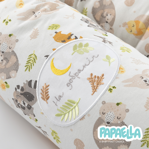 Бортик валики 2 шт захисні у дитяче ліжечко ТM PAPAELLA 60х15 см, 120х15 см бавовна обіймашки/смужка сіра, фото 12