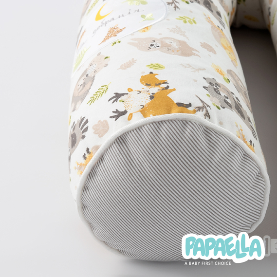 Бортик валики 2 шт захисні у дитяче ліжечко ТM PAPAELLA 60х15 см, 120х15 см бавовна обіймашки/смужка сіра, фото 13