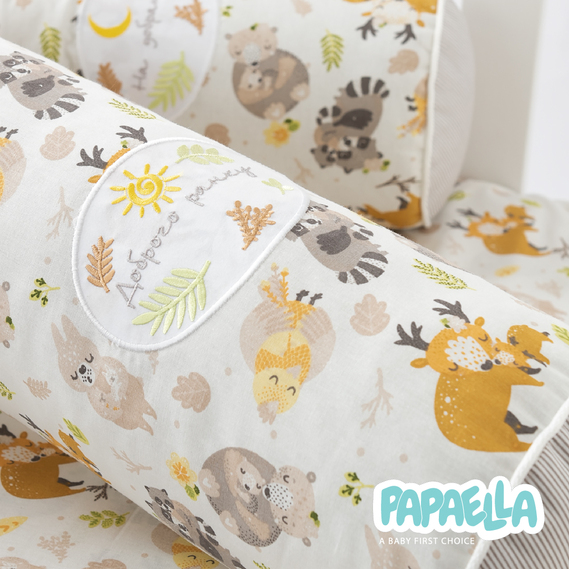 Бортик валики 2 шт захисні у дитяче ліжечко ТM PAPAELLA 60х15 см, 120х15 см бавовна обіймашки/смужка сіра, фото 15