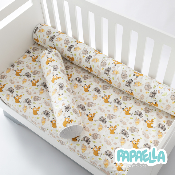 Бортик валики 2 шт захисні у дитяче ліжечко ТM PAPAELLA 60х15 см, 120х15 см бавовна обіймашки/смужка сіра, фото 16