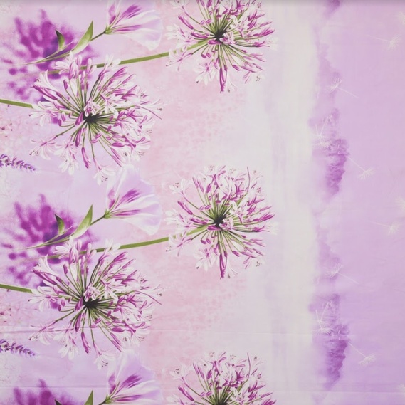 Тканина бавовна сатин для постільної білизни, натуральна тканина, постільна білизна 120 гр/м2 S-003А  Флора бузок, фото 2