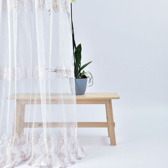 Тюль сетка с вышивкой Нурель V-pudra, фото 1 Тюль сетка с вышивкой Нурель V-pudra, фото 1