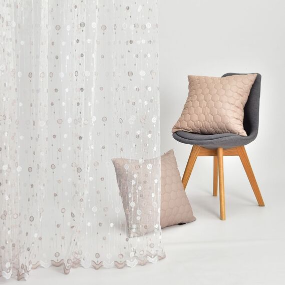 Тюль сітка з вишивкою Веселина V-pudra, фото 2 Тюль сітка з вишивкою Веселина V-pudra, фото 2