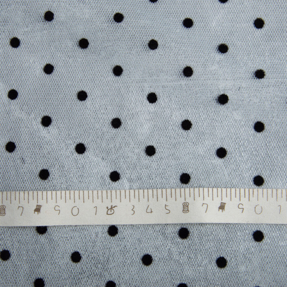 Stretch mesh fabric Peas with flock дрібна блакитна, фото 4