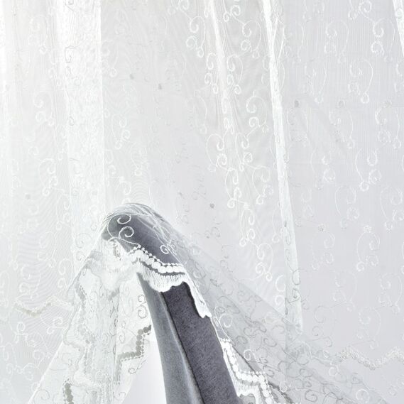Тюль сетка с вышивкой Альмира V-ekru, фото 7