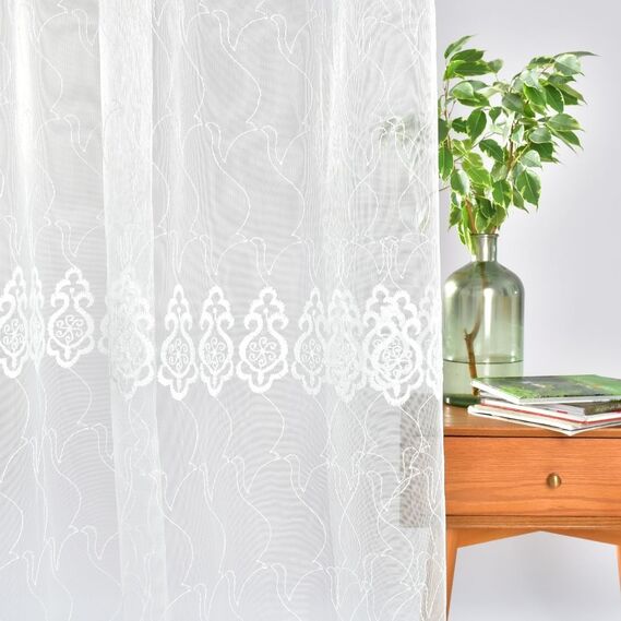 Тюль сетка с вышивкой Нурель V-ekru, фото 2