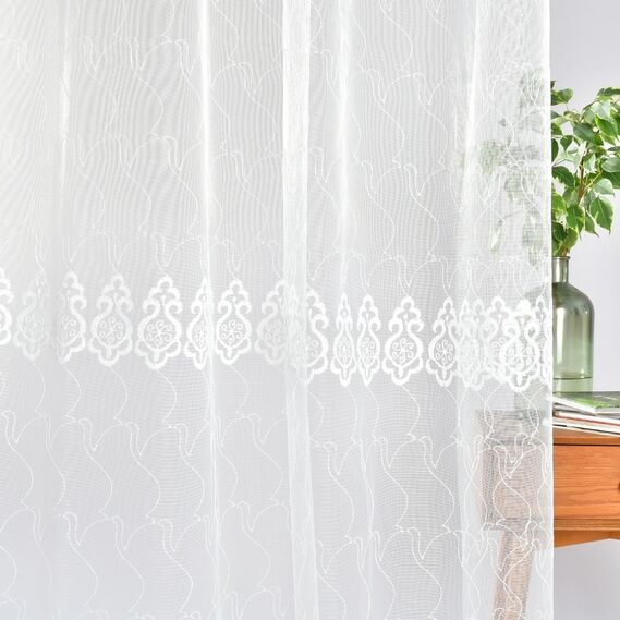 Тюль сетка с вышивкой Нурель V-ekru, фото 3