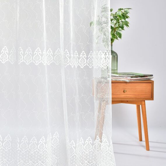 Тюль сетка с вышивкой Нурель V-ekru, фото 5