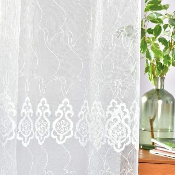 Тюль сетка с вышивкой Нурель V-ekru, фото 6