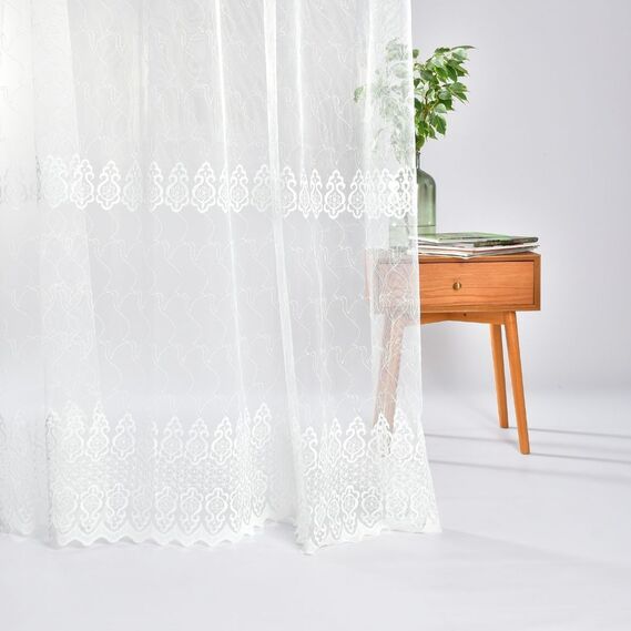 Тюль сетка с вышивкой Нурель V-ekru, фото 8
