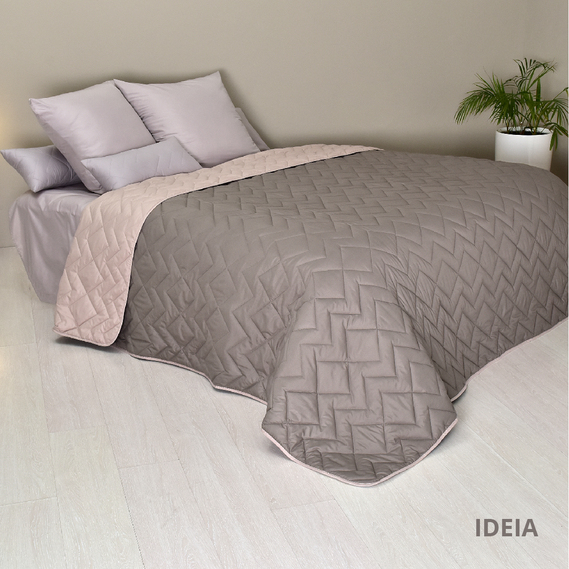 Покрывало на кровать Іззі 220х240 см IDEIA двухстороннее, прочная стежка ткани, антиаллергенное волоконо сірий/беж, фото 9
