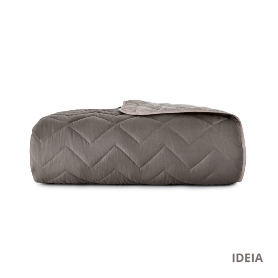 Покрывало на кровать Іззі 220х240 см IDEIA двухстороннее, прочная стежка ткани, антиаллергенное волоконо шоколад/беж, фото 5