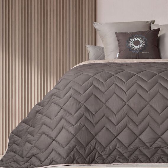 Покрывало на кровать Іззі 240х260 см IDEIA двухстороннее, прочная стежка ткани, антиаллергенное волоконо шоколад/беж, фото 1