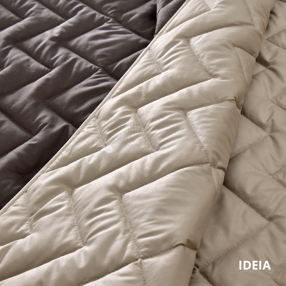 Покрывало на кровать Іззі 240х260 см IDEIA двухстороннее, прочная стежка ткани, антиаллергенное волоконо шоколад/беж, фото 11