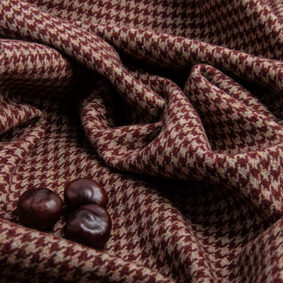 Тканина костюмна HW-3238 Лапка середня бордо беж, фото 3