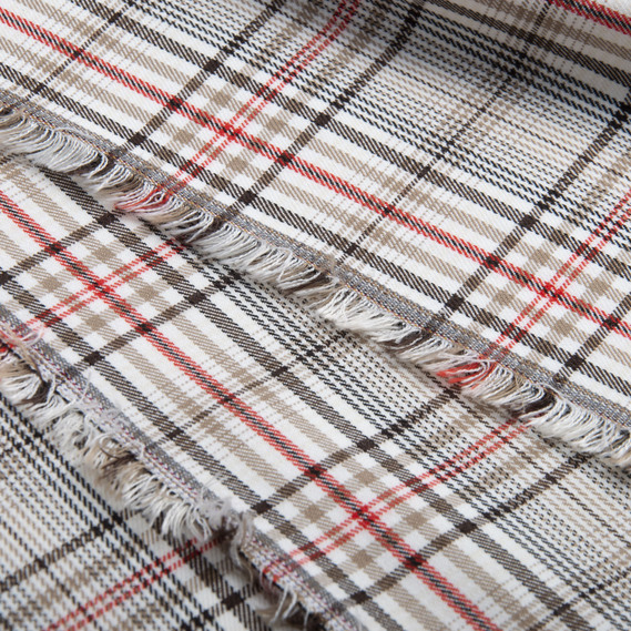 Тканина костюмна Клітина шоколад беж червона молоко, фото 2