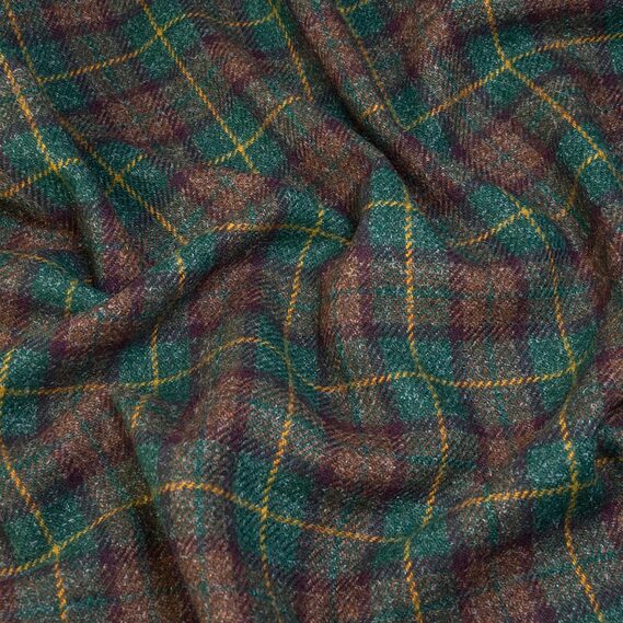 Тканина костюмна Клітина зелено коричнева, фото 3