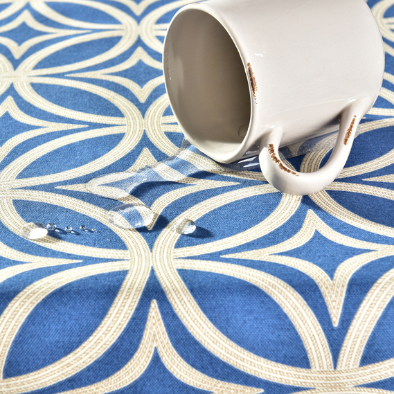 Скатертина з водовідштовхувальним просоченням IDEIA 140х170 см бавовна візерунок синя V-28, фото 2 Скатертина з водовідштовхувальним просоченням IDEIA 140х170 см бавовна візерунок синя V-28, фото 2