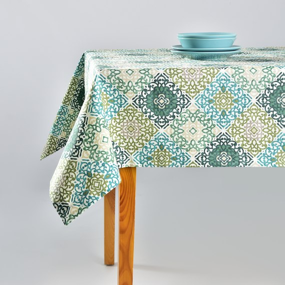 Скатертина з водовідштовхувальним просоченням IDEIA 140х170 см бавовна вензель ромб V-003 олива зелена, фото 1 Скатертина з водовідштовхувальним просоченням IDEIA 140х170 см бавовна вензель ромб V-003 олива зелена, фото 1