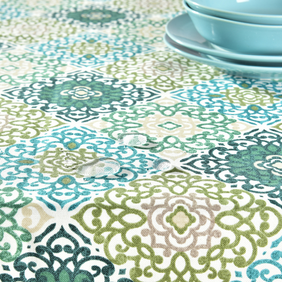 Скатертина з водовідштовхувальним просоченням IDEIA 140х170 см бавовна вензель ромб V-003 олива зелена, фото 3 Скатертина з водовідштовхувальним просоченням IDEIA 140х170 см бавовна вензель ромб V-003 олива зелена, фото 3