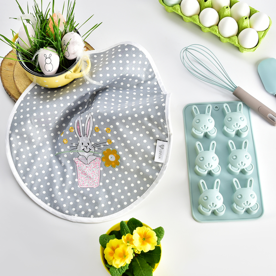 Підтарілочник Великодній Зайченя з вишивкою TM IDEIA 37х44 см горох сірий, фото 5 Підтарілочник Великодній Зайченя з вишивкою TM IDEIA 37х44 см горох сірий, фото 5