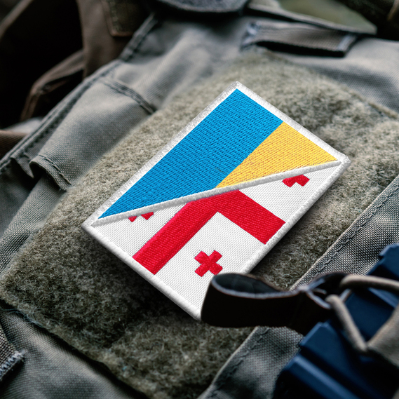 Set of chevrons 2pcs on velcro Georgia and Ukraine flag of Georgia and Ukraine embroidered patch patch chevron 8x5.5 cm, фото 3