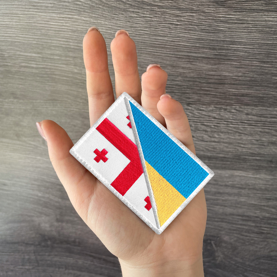 Set of chevrons 2pcs on velcro Georgia and Ukraine flag of Georgia and Ukraine embroidered patch patch chevron 8x5.5 cm, фото 5