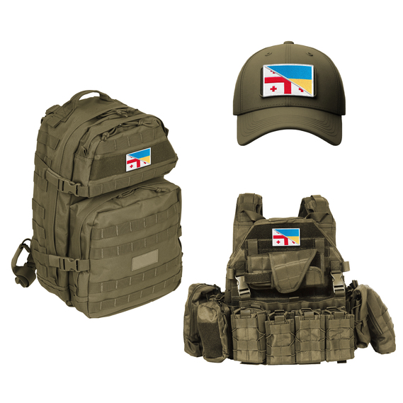 Set of chevrons 2pcs on velcro Georgia and Ukraine flag of Georgia and Ukraine embroidered patch patch chevron 8x5.5 cm, фото 6