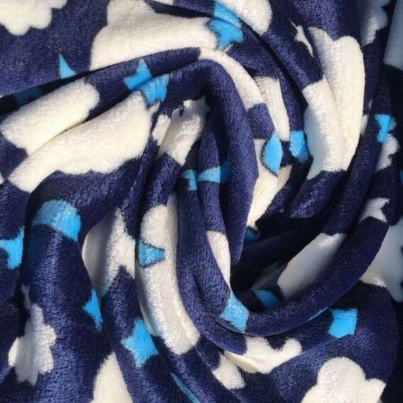 Ткань махровая Велсофт  луна темно синій, фото 1