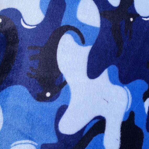 Ткань махровая Велсофт  Діно синє, фото 2