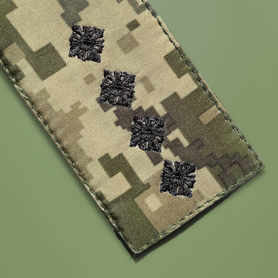 Шеврон нашивка на липучці погон звання ЗСУ Капітан 5х10 см вишитий патч з липучкою піксель, фото 2