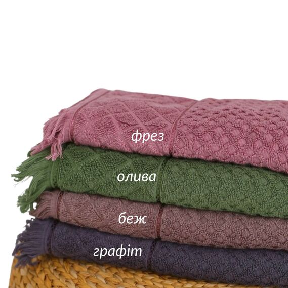 Полотенце махровое жаккардовое Аврора TM IDEIA 70х140 см пудра, фото 3