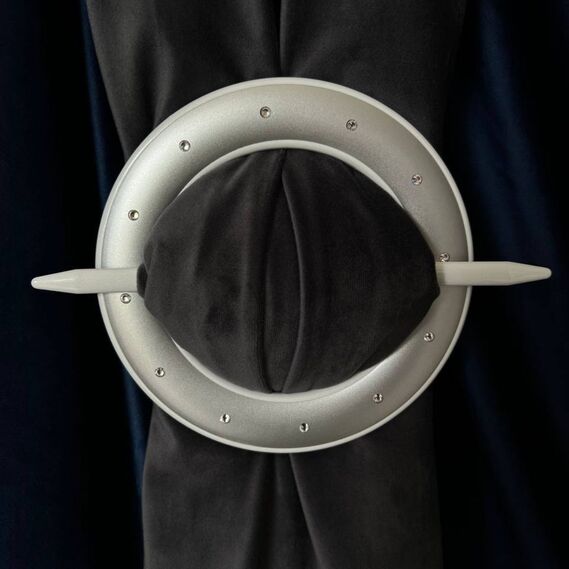 Підхоплення для штор декоративний зі стразами V-4-0 біле/срібло матове, фото 5 Підхоплення для штор декоративний зі стразами V-4-0 біле/срібло матове, фото 5