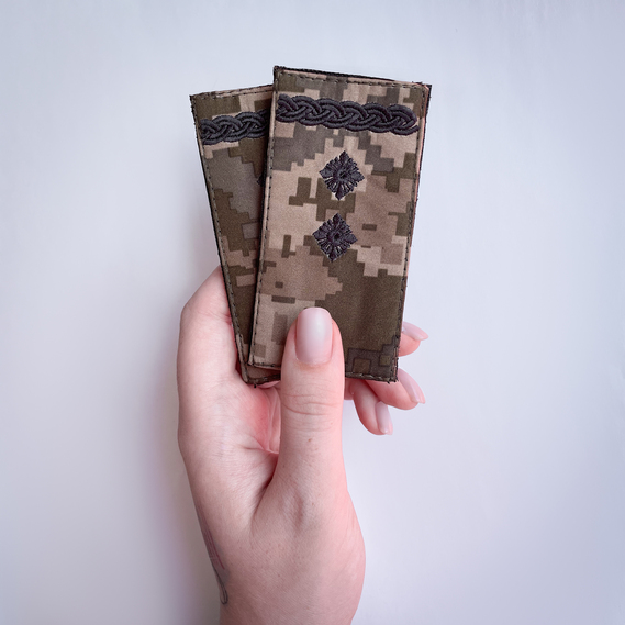 Шеврон нашивка на липучці погон звання ЗСУ Підполковник на пікселі 5х10 см, фото 5