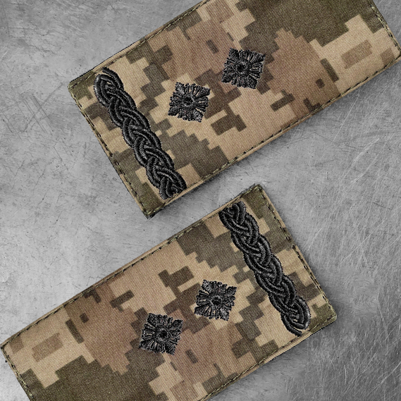 Шеврон нашивка на липучці погон звання ЗСУ Підполковник на пікселі 5х10 см, фото 6