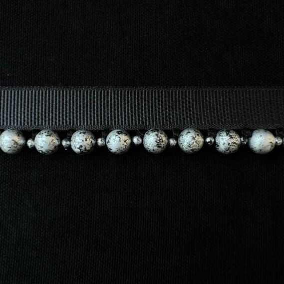 Бахрома стеклярус для штор и тюлей срібло/чорний, фото 1