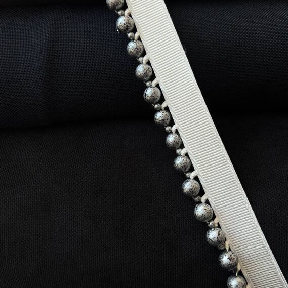 Бахрома стеклярус для штор и тюлей срібло/молоко, фото 2