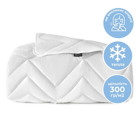 Ковдра зимова NORDIC COMFORT 175х210 см IDEIA антиалергійна тепла щіл 300 г/м2 біла, фото 1