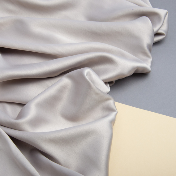 Тканина костюмно-плательна Атлас Lux сірий беж, фото 3