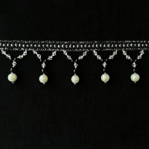 Fringe Bugle for curtains and tulle PEARL чорно/білий, фото 1