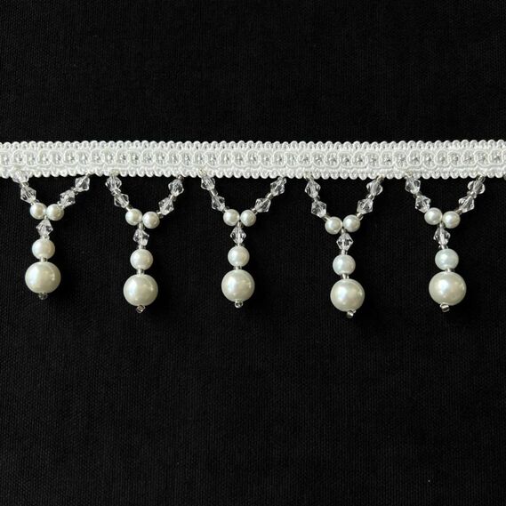 Бахрома Стеклярус для штор и тюлей ПЕРЛ білий, фото 1 Бахрома Стеклярус для штор и тюлей ПЕРЛ білий, фото 1