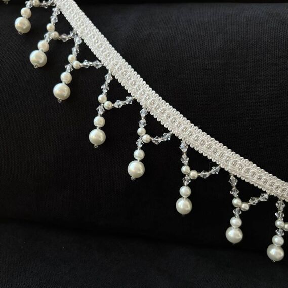 Бахрома Стеклярус для штор и тюлей ПЕРЛ білий, фото 2 Бахрома Стеклярус для штор и тюлей ПЕРЛ білий, фото 2