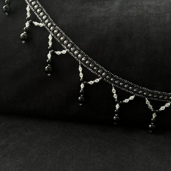 Бахрома Стеклярус для штор и тюлей ПЕРЛ чорний, фото 2 Бахрома Стеклярус для штор и тюлей ПЕРЛ чорний, фото 2