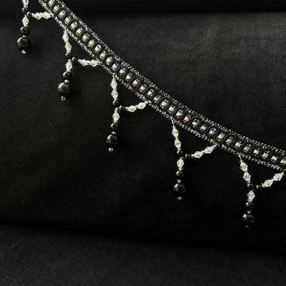 Бахрома Стеклярус для штор и тюлей ПЕРЛ чорний, фото 3 Бахрома Стеклярус для штор и тюлей ПЕРЛ чорний, фото 3