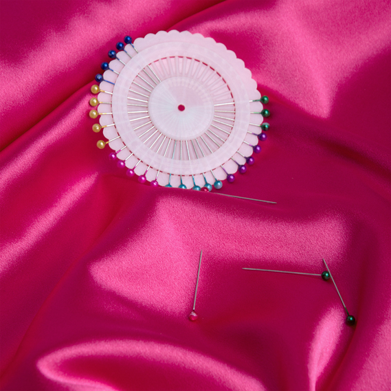 Ткань костюмно-плательная Атлас Голливуд яскраво рожевий, фото 3