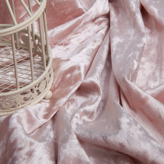 Тканина Оксамит стрейч однотонний Li, тканина костюмна, платтяна оксамитова, велюр V-33 рожева пудра, фото 3